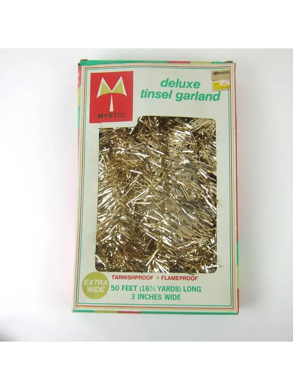 Vintage Christmas Gold Tinsel Garland 50 Ft x 3